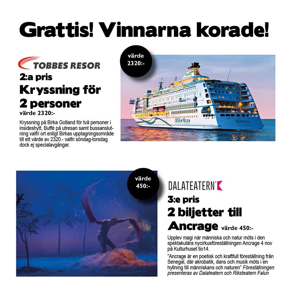 Vinnarna korade, grattis!